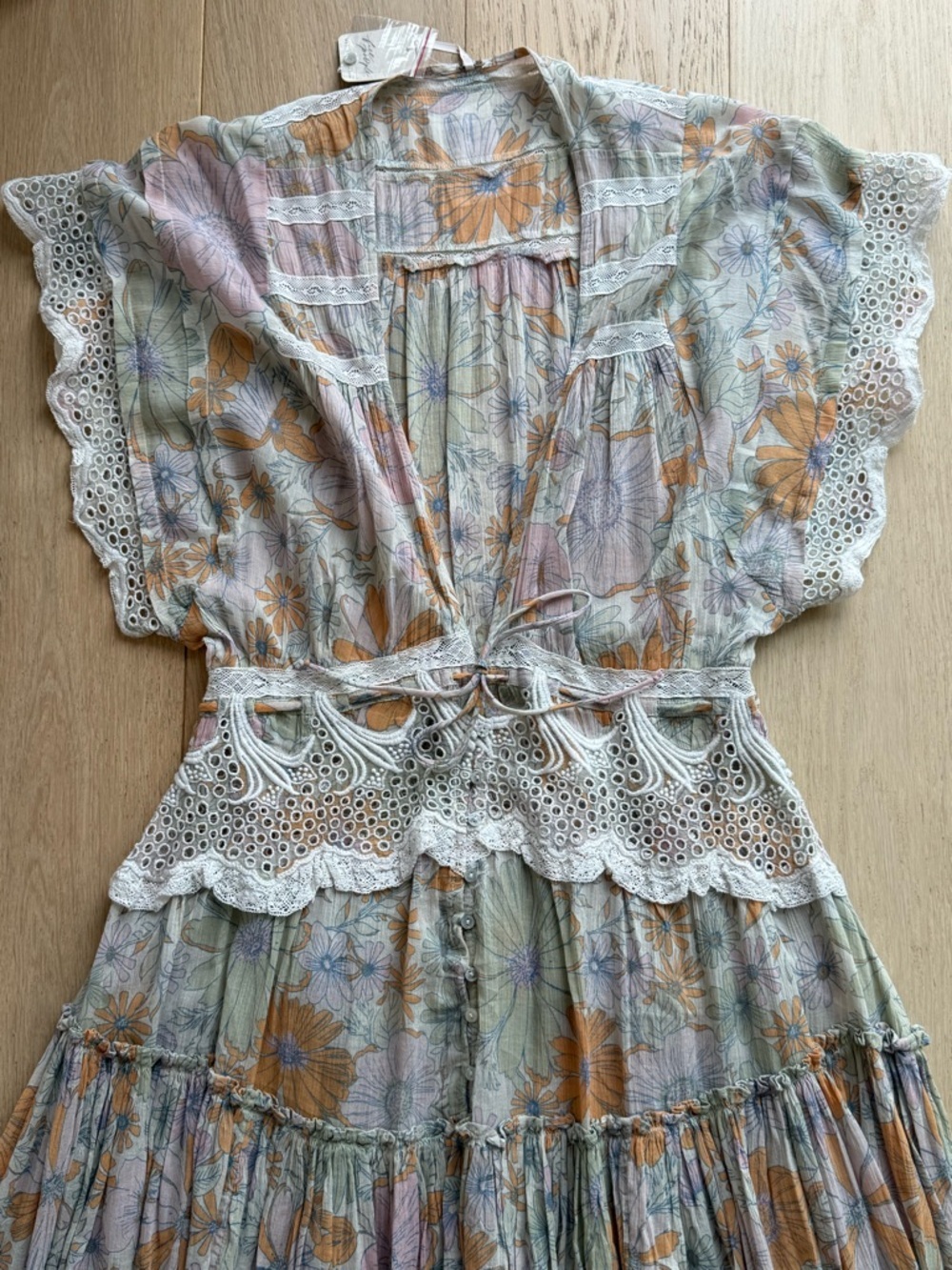 Free People Field of Dreams Maxi Top RARE Boho Lace Tunic Dress RARE - Picture 15 of 16